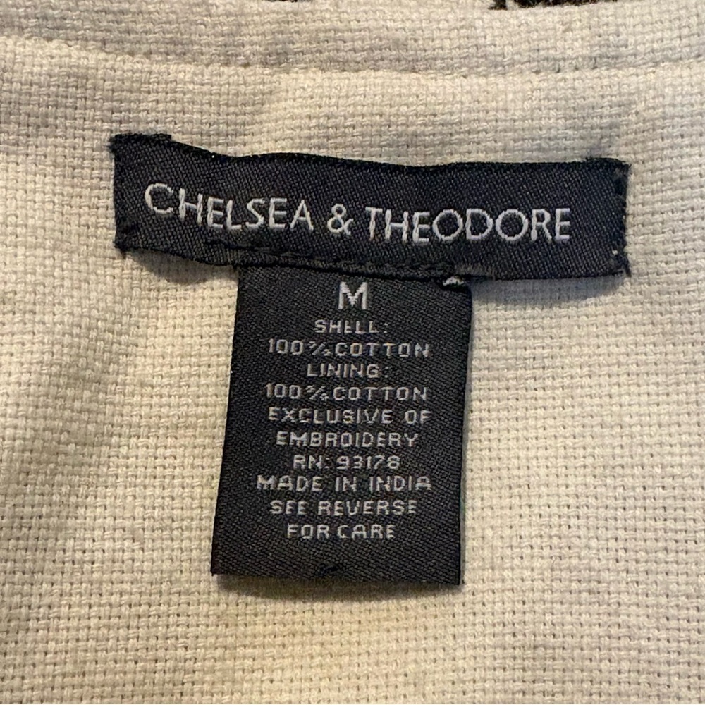 CHELSEA & THEODORE Women White Floral Embroidered Open Boho Jacket Size Medium - Picture 7 of 8